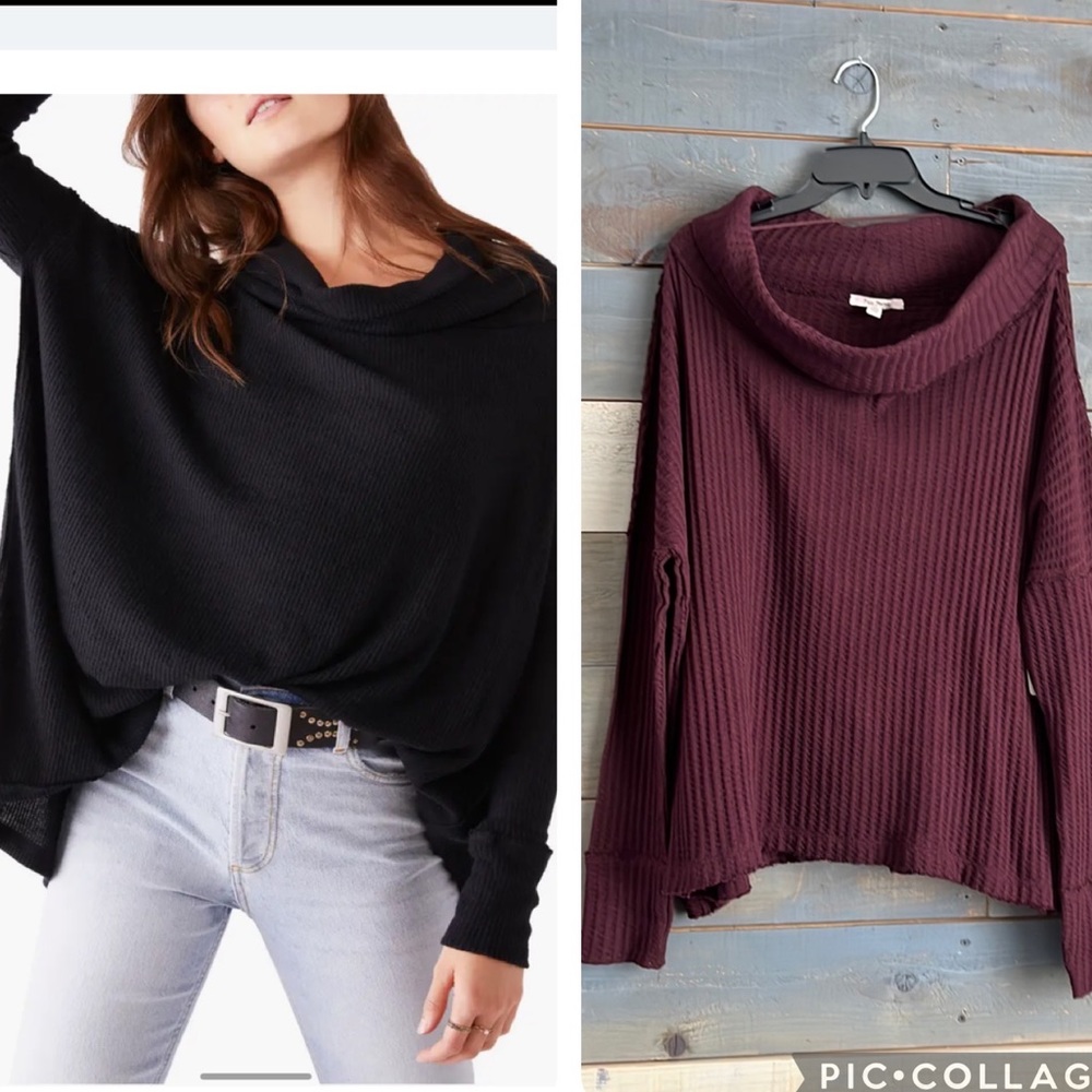 Free People Juicy Long Sleeve Date Night Waffle Knit Thermal Open Back